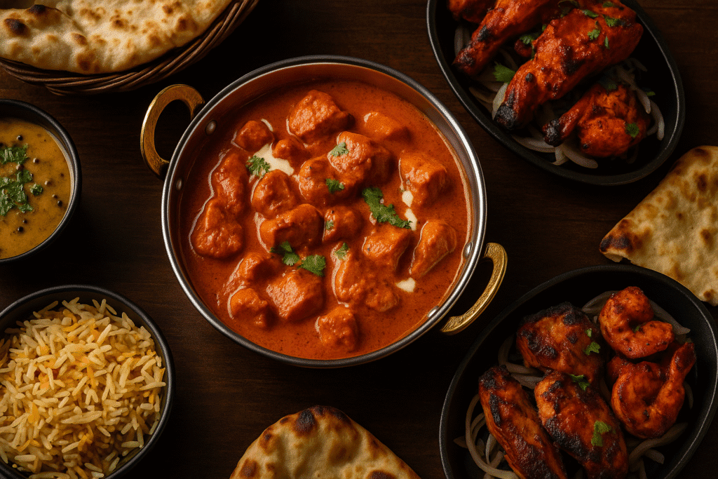 Assorted Punjabi dishes served at Shimla Peppers restaurant in Walsall